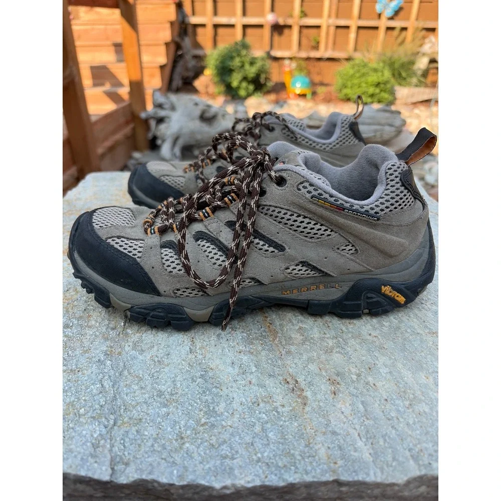 Merrell Moab Ventilator men's 8 Hiking Shoes Brown Suede Mesh Vibram Continuum